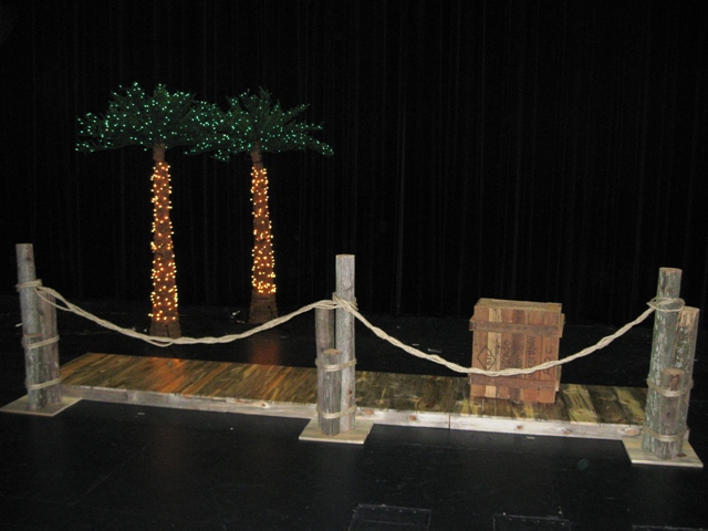 deck pylons and plam trees